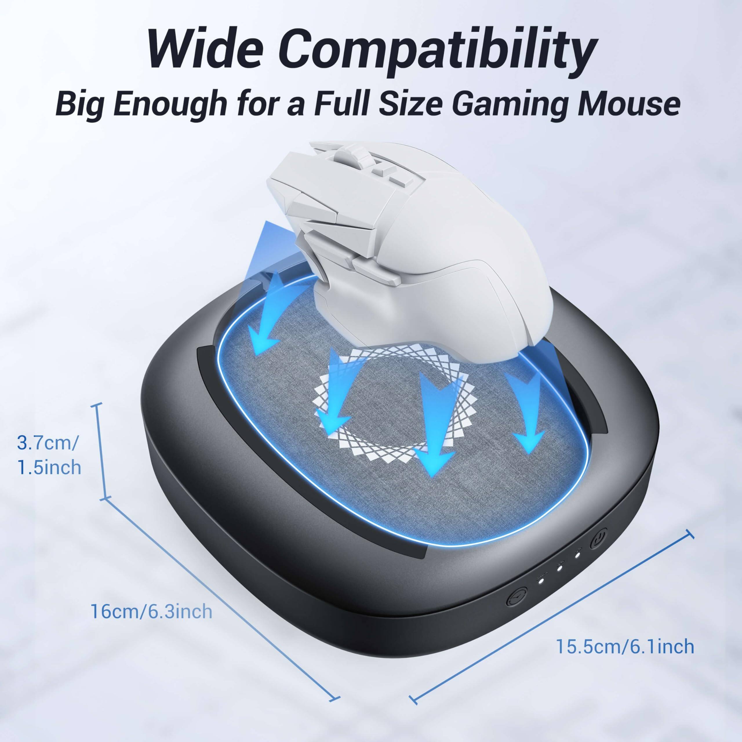 Wide Compatibility  
Big Enough for a Full Size Gaming Mouse  

3.7cm/1.5inch  
16cm/6.3inch  
15.5cm/6.1inch