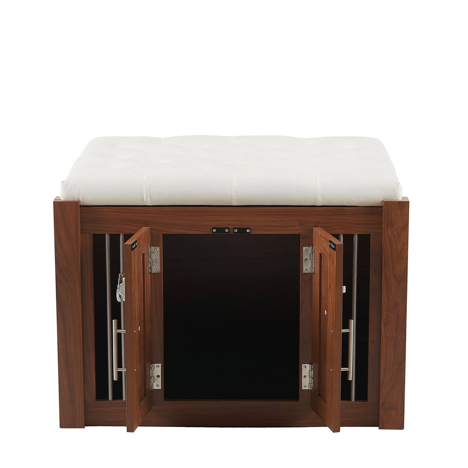 Alt View 7. Pefilos - 30" Dog Crate Ottoman with Removable Cushion and Sliding Door, Wood Kennel for Bedrooms, Living Rooms.