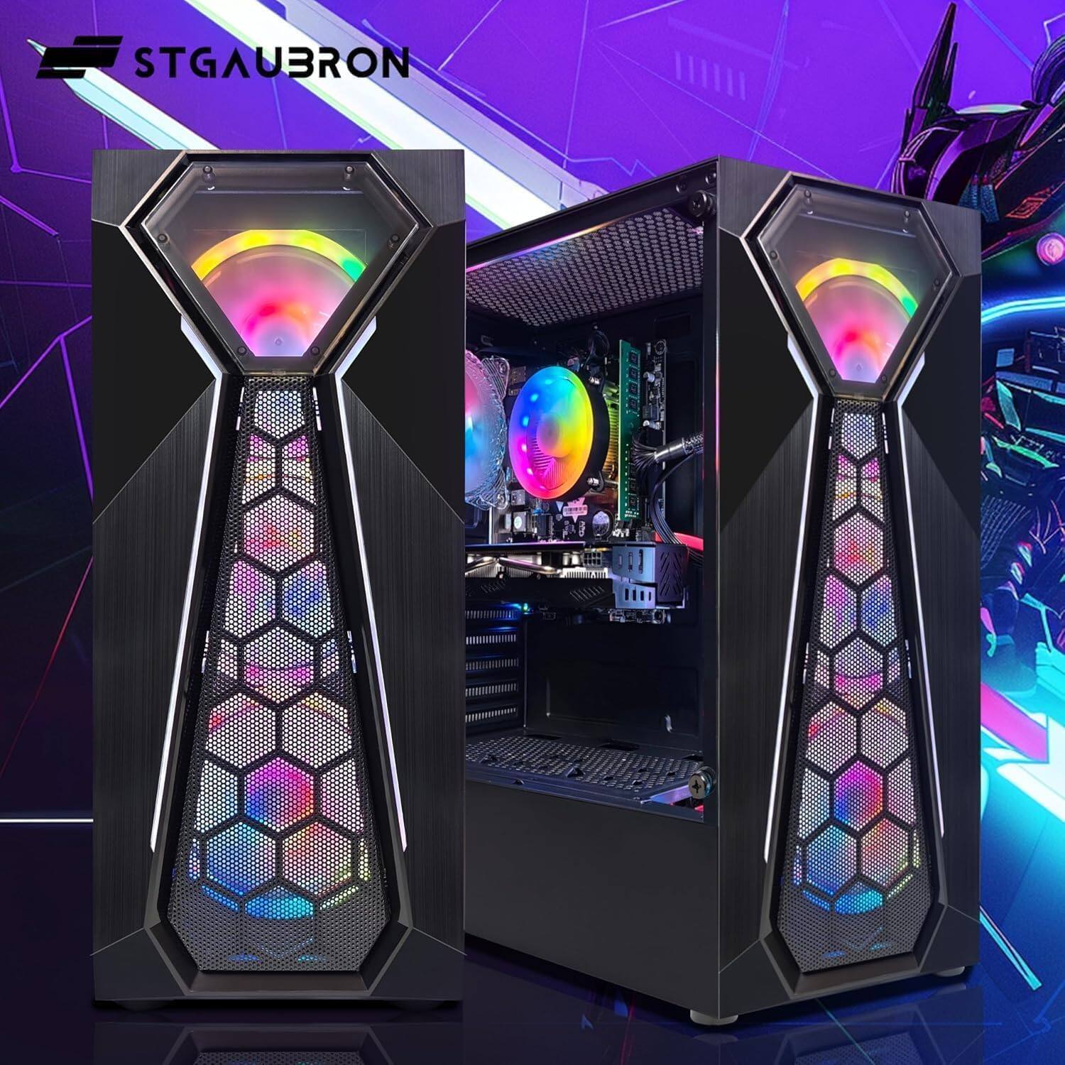 Alt View 1. STGAubron - STGAubron Gaming PC Desktop, Intel Core i5-9400F up to 4.1GHz, Radeon RX580 16G, 16G DDR4, 512GB SSD, WiFi 6, Win11 Home - Black.