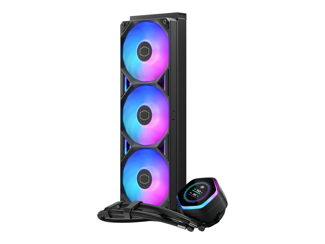 Alt View 3. Cooler Master - Cooler Master Atmos II 360 LCD AIO, Dual Pump, 400mm Tubing, ARGB PWM, AM5/LGA 1851 - Black.