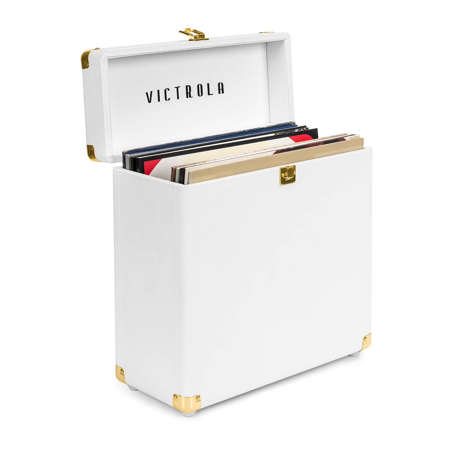 Alt View 1. Victrola - Storage case for Vinyl Turntable Records - White.