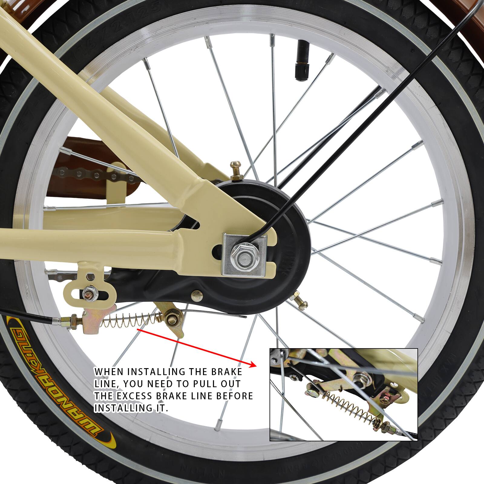 When installing the brake line, you need to pull out the excess brake line before installing it.