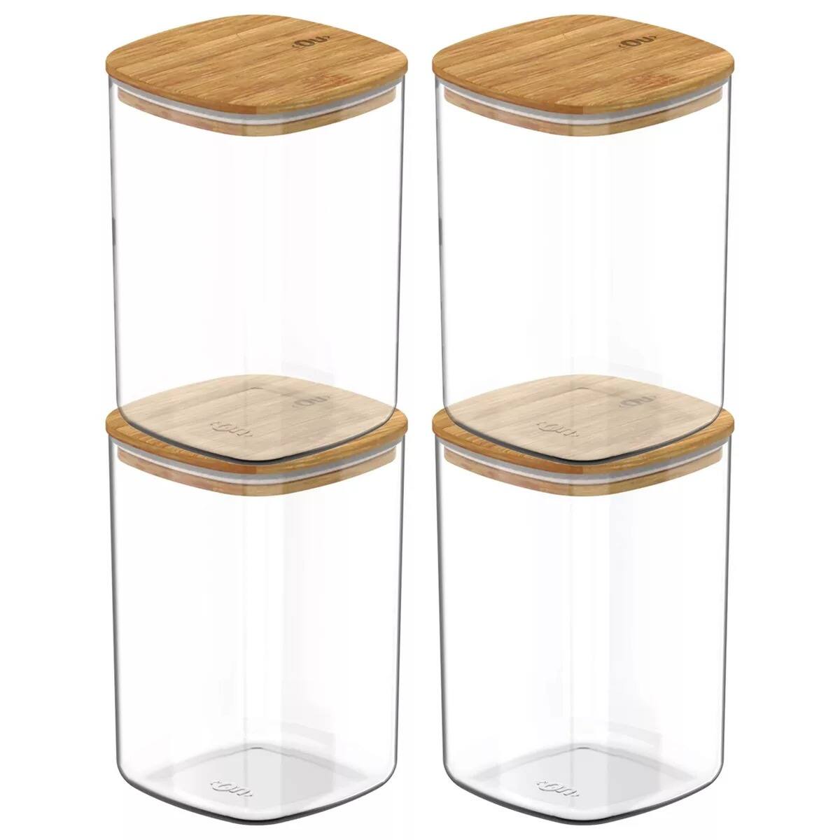 OU - Airtight Food Storage Container Set w Leak Proof Bamboo Lid 8pc (set of 4) Plastic Container - Clear price history on PriceWatchPro