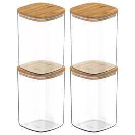 OU - Airtight Food Storage Container Set w Leak Proof Bamboo Lid 8pc (set of 4) Plastic Container - Clear