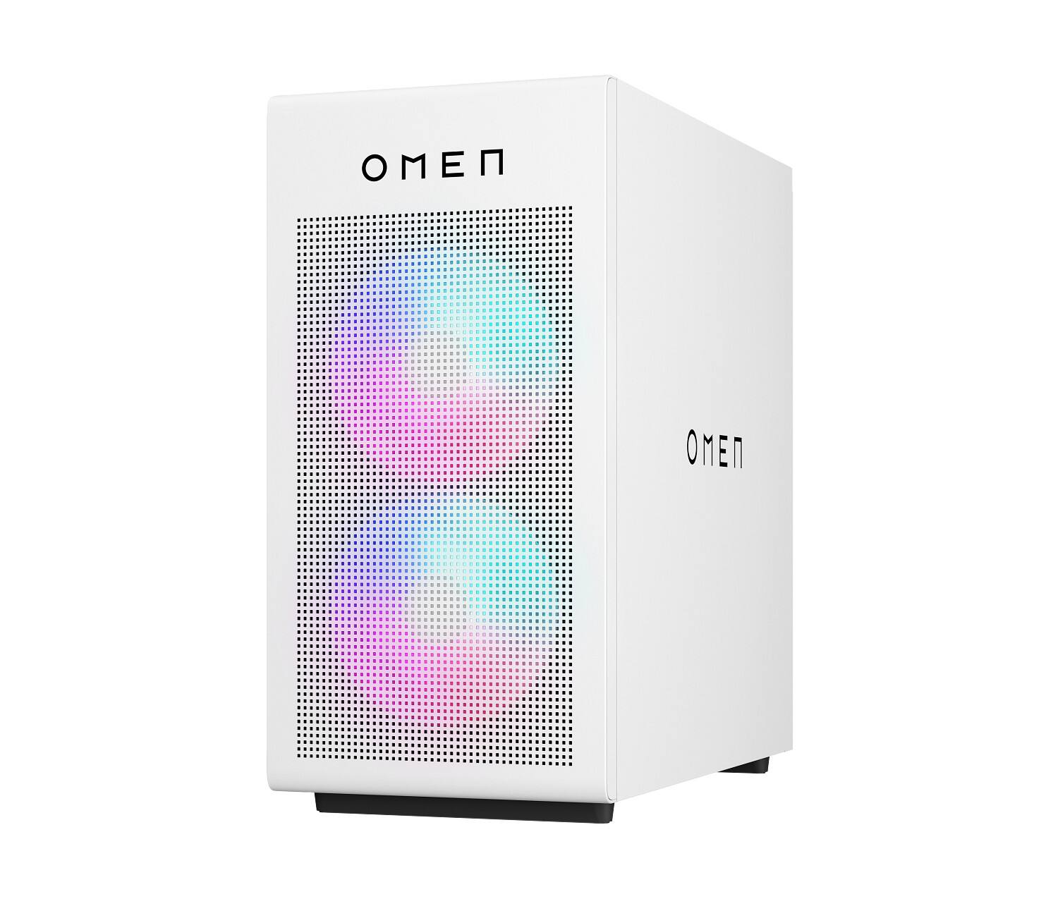 Front. HP - HP OMEN 35L Gaming PC, AMD Ryzen 5 8400F, RTX 5060, 16GB, 1TB, W11H - White.