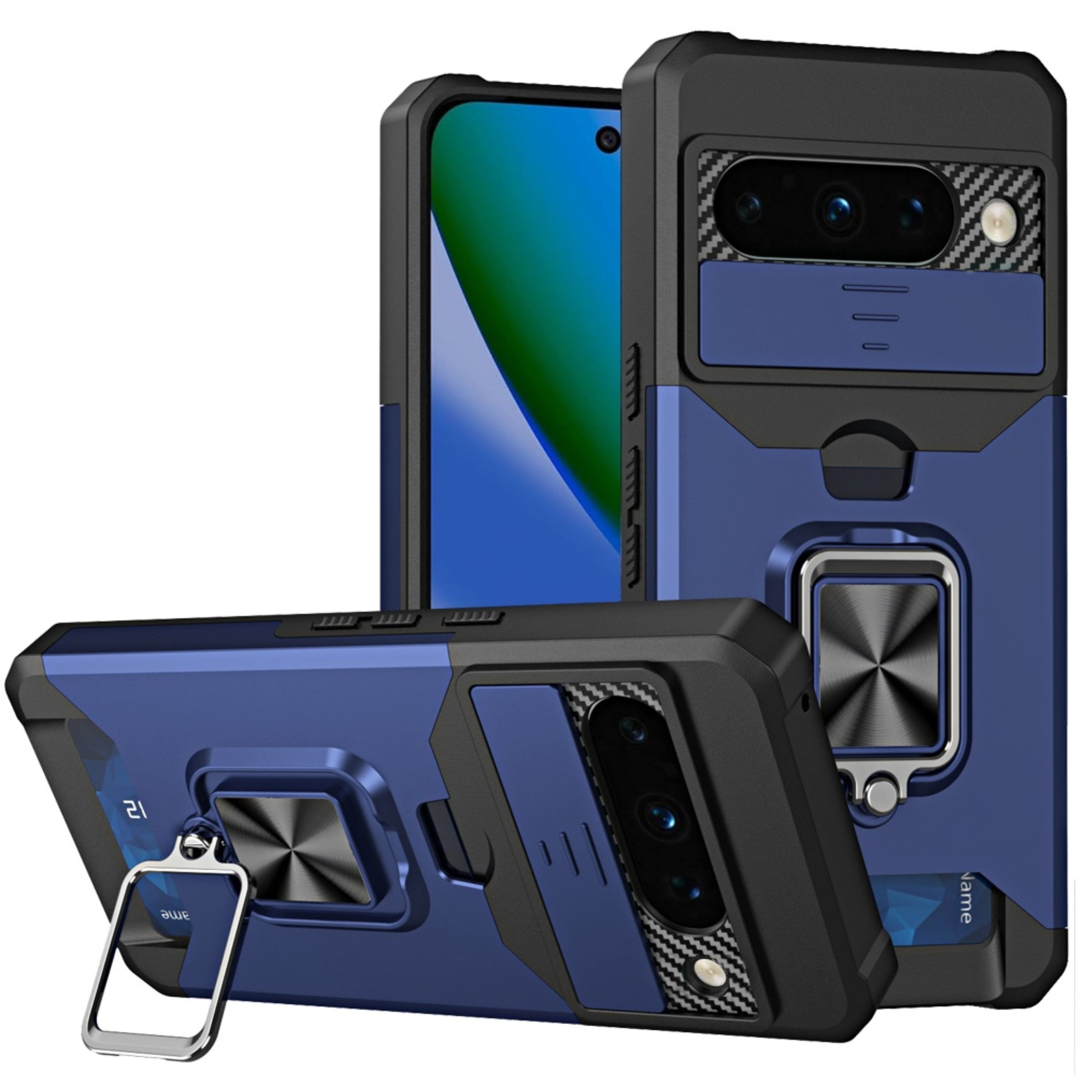Kitcheniva - Case Card Holder With Lens Cover Plus Tempered Glass For Google Pixel 11/11 Pro - Blue price history on PriceWatchPro