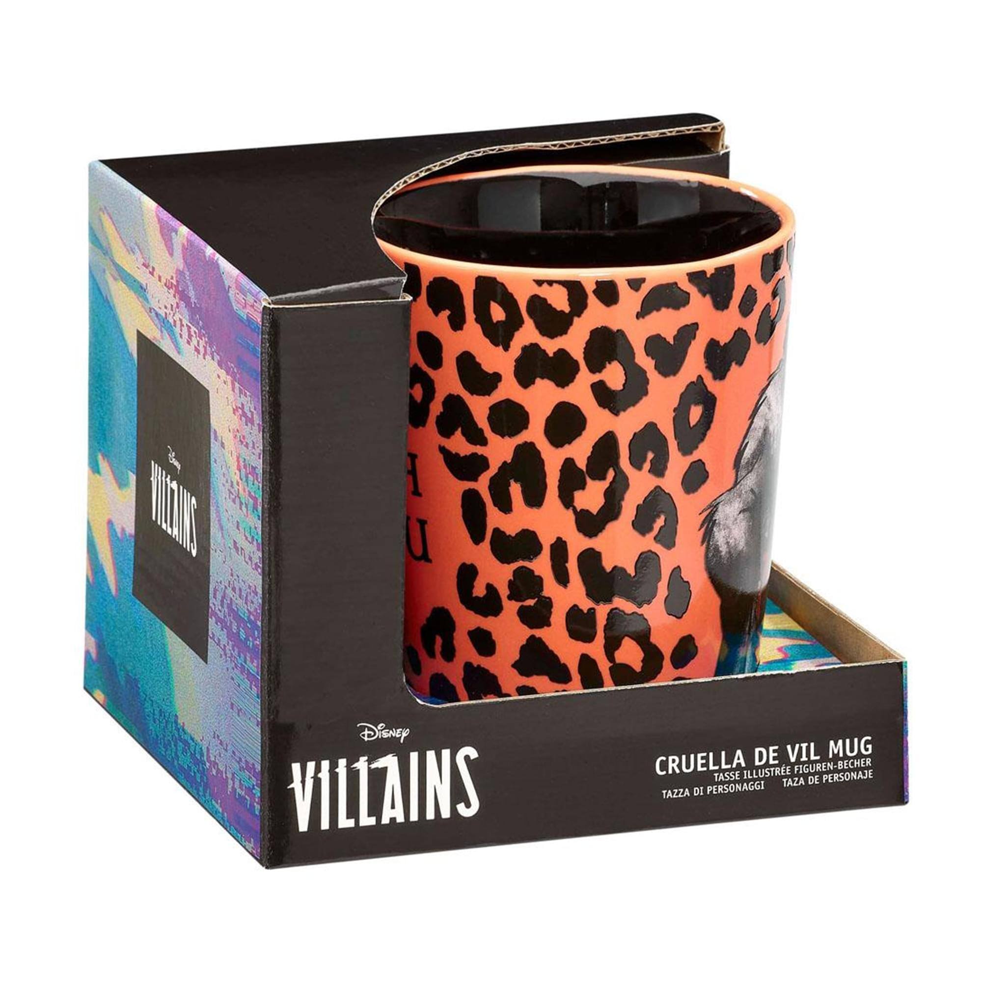 Disney VILLAINS  
CRUELLA DE VIL MUG  
TASSE ILLUSTRÉE FIGUREN-BECHER  
TAZZA ILLUSTRATA FIGURA-BECCHER  
TAZZA DI PERSONAGGI  
TAZA DE PERSONAJE