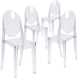 Emma + Oliver - 4 Pack Ghost Side Chair - Clear