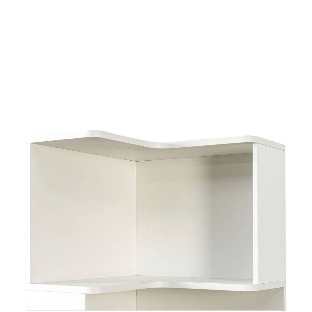 Alt View 2. Kadyn - Corner Book Shelf - 5 Tier Corner Bookcase with Baffle, Freestanding L Shaped Display Shelf Stand for Office, White - White.