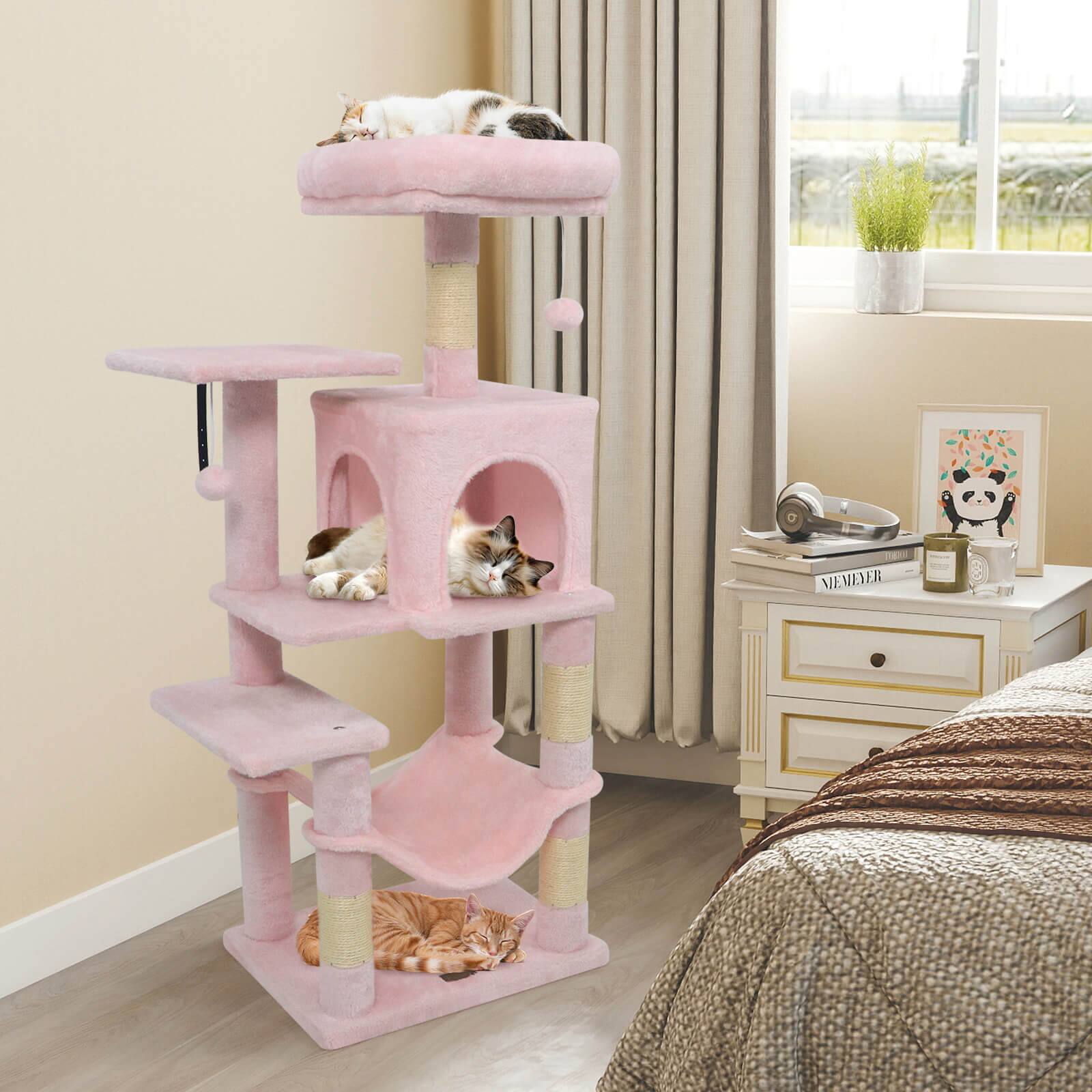 Alt View 4. Costway - Costway 44" Tall Multi-level Cat Tree with Cushion Top Perch, 2-Entrance Large Cat Condo.