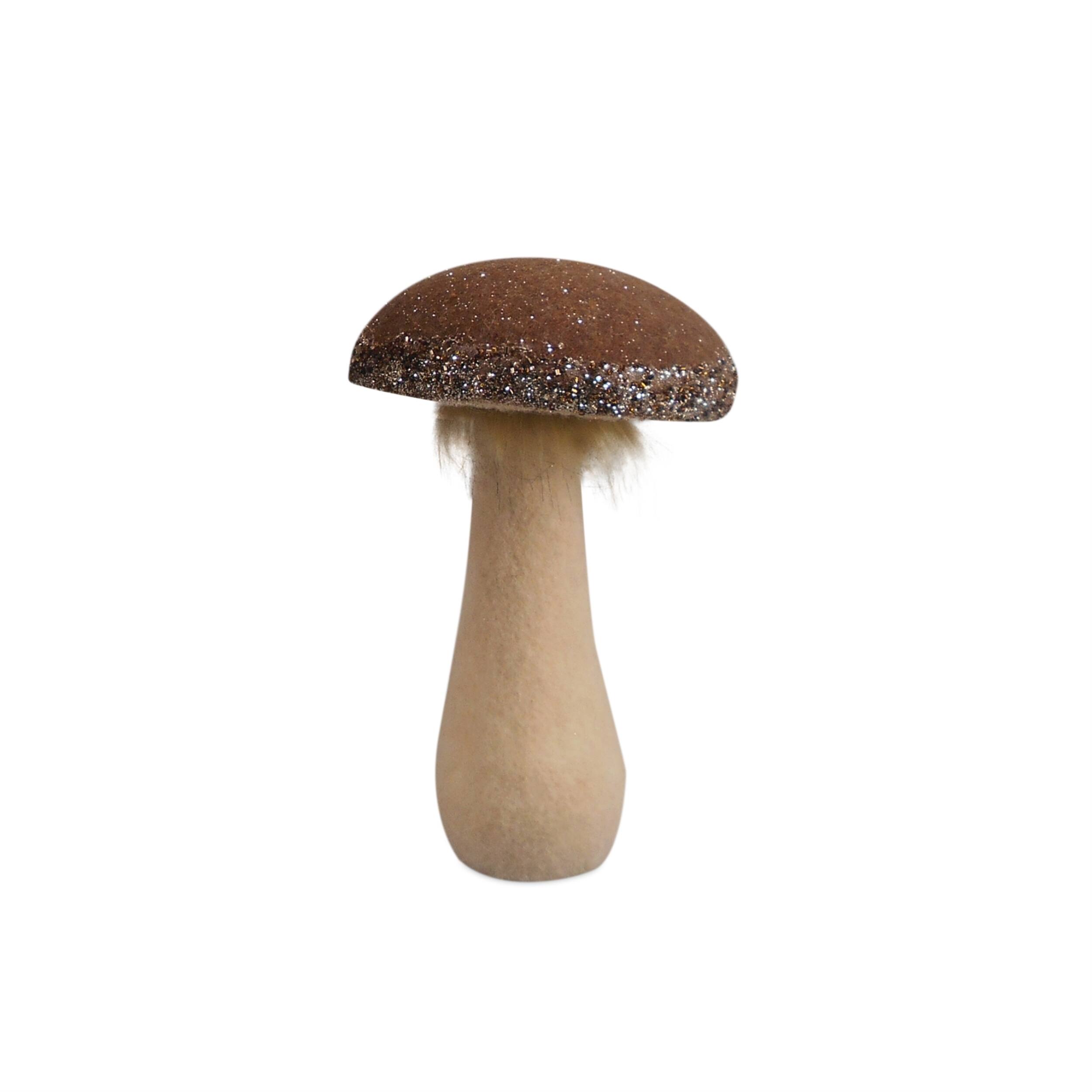 Alt View 1. BreeBe - Glittered Mushroom Decor (Set of 2) - Brown.