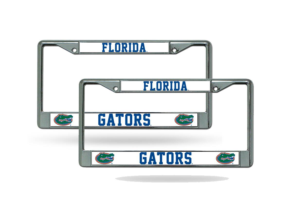 Florida Gators Chrome Metal (Set of 2) License Plate Frames for your Car or Truck