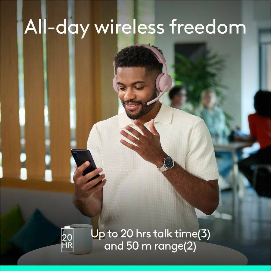 All-day wireless freedom

Up to 20 hrs talk time(3) and 50 m range(2)