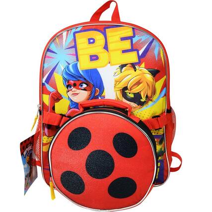Front. UPD - Miraculous Ladybug 16" Backpack with Round Lunch Bag - Multicolored.