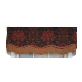 RLF Home - 3" Rod Pocket High Quality Fabric Espadas Glory Valance for Windows 50" x 16" - Burgundy