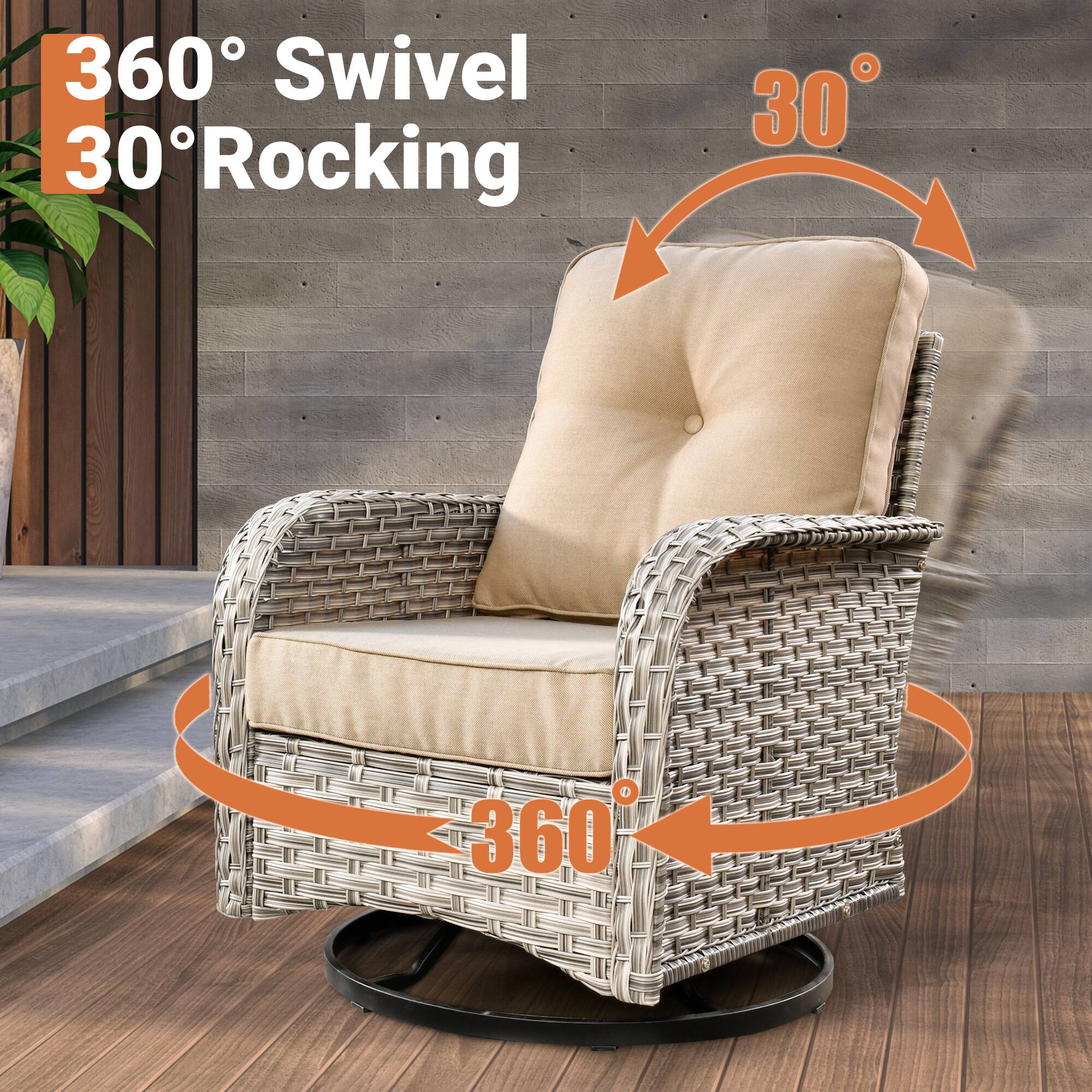 360° Swivel  
30° Rocking
