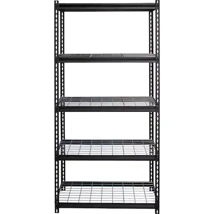 Front. Lorell - Lorell Wire Deck Shelving 5 Shelf 72" H x 36" W x 18" D Powder Coated Black Steel - Black.