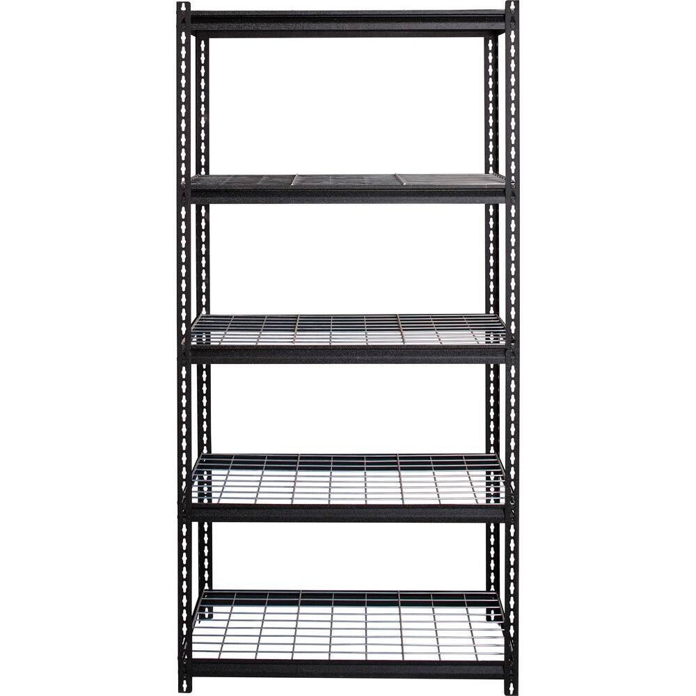 Front. Lorell - Lorell Wire Deck Shelving 5 Shelf 72" H x 36" W x 18" D Powder Coated Black Steel - Black.