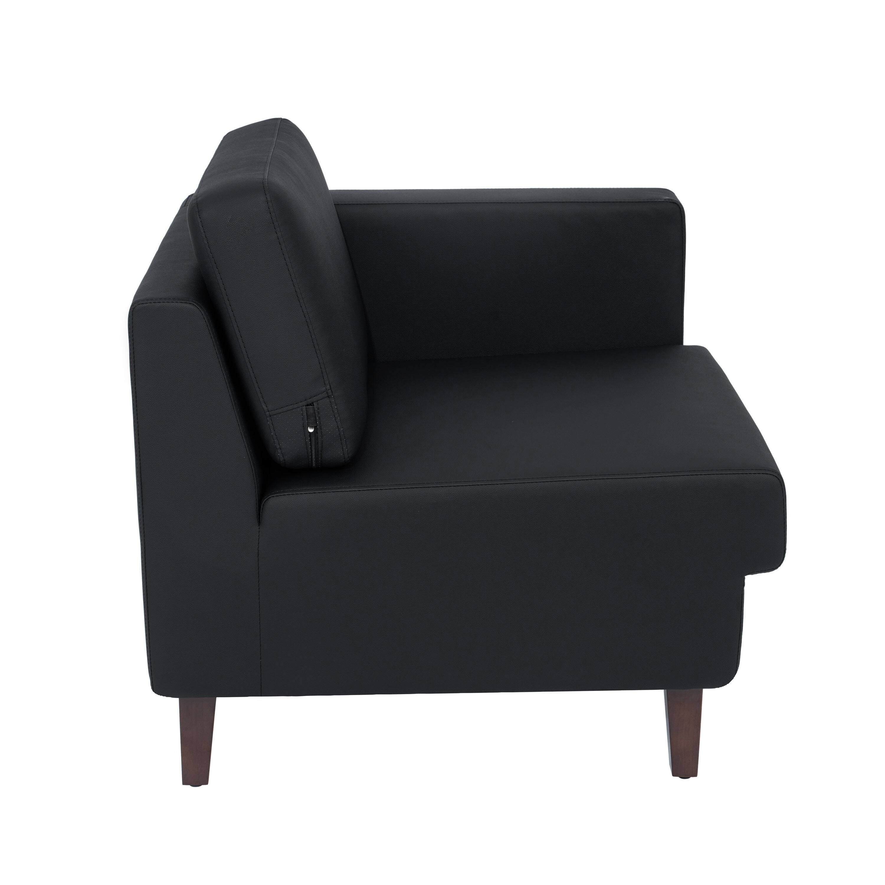 Left. Flash Furniture - HERCULES Artemis Black LeatherSoft Right Arm Reception Chair, 2 AC Outlets/1 USB/1 USB-C Ports and Wooden Walnut Legs wi - Black.