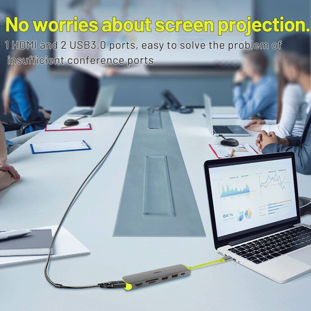 No worries about screen projection.  
1 HDMI and 2 USB3.0 ports, easy to solve the problem of insufficient conference ports.