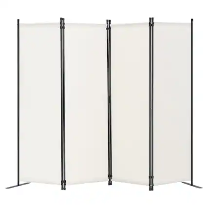 Front. VEVOR - Room Divider, 4 Panel Room Dividers and Folding Privacy Screens, Fabric Partition Room Dividers for Office, Bedroom - White.