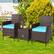 Alt View 9. Costway - 3PCS Patio Rattan Furniture Set Cushioned Sofa Glass Tabletop Deck - Blue,Mix Brown.