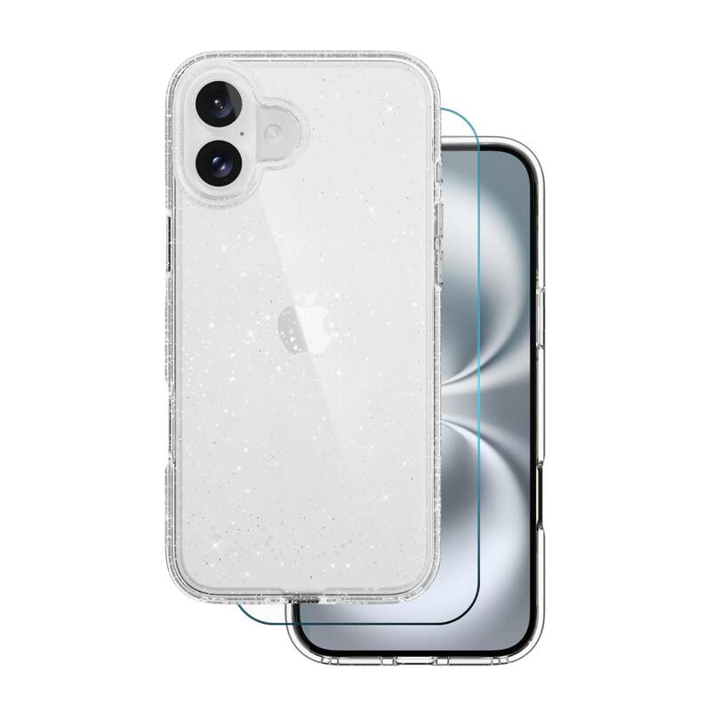 Front. Entronix - Entronix iPhone 17 Bundle: Glitter Clear Case with Screen Protector - Clear.