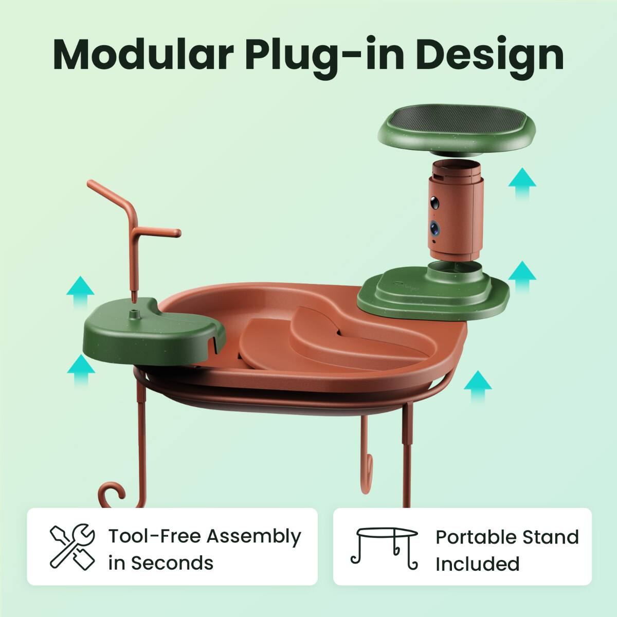 Modular Plug-in Design  
Tool-Free Assembly in Seconds  
Portable Stand Included