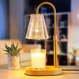 Stamp n Camp - Candle Warmer Lamp with Timer: Electric Candles Wax Warmers Glass Lamps for Jar Candles Burner Adjustable Height and - Amber