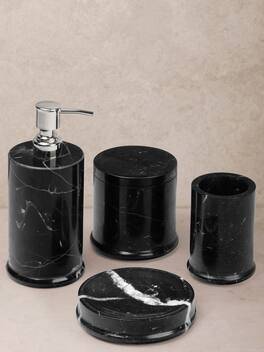 GAURI KOHLI - Marquina Bath Accessories - Shades of black with streaks of white1