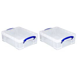 Really Useful Box - 8.1L Plastic Storage Container with Clip Lock Handle (2 Pack) - Clear