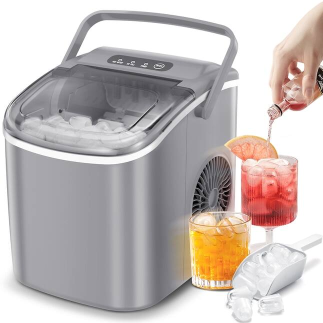 Front. Electactic - 26-lb Ice Per day Portable/Countertop Bullet Ice Maker ( Grey ) - GREY.