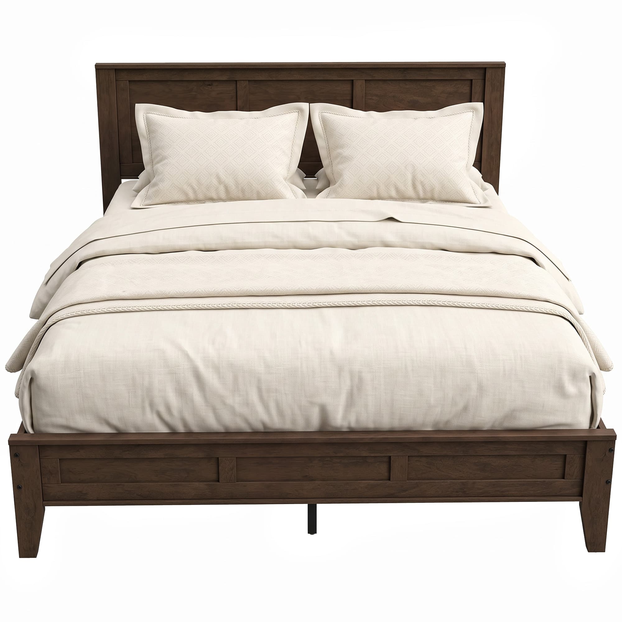 Homcom - Size Bed Frame with Headboard and Footboard - Walnut