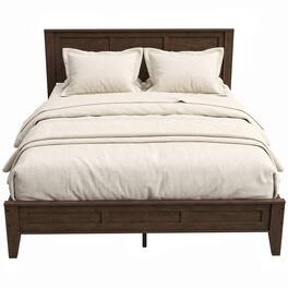 Homcom - Size Bed Frame with Headboard and Footboard - Walnut
