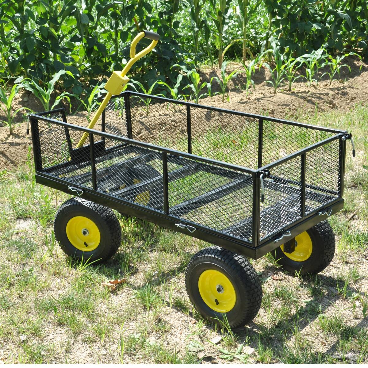 Alt View 10. Loheer - Loheer Heavy Duty Garden Cart with Pneumatic Tires, 880 lb Static Load, Black and Yellow.