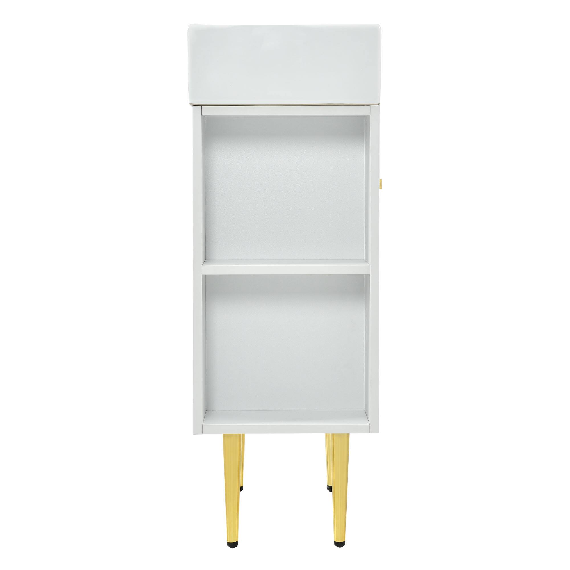Alt View 1. Ecooso - 21.6" Bathroom Vanity Cabinet Only, Freestanding Storage Cabinet with Soft-Close Door, Open Side Shelves - White.
