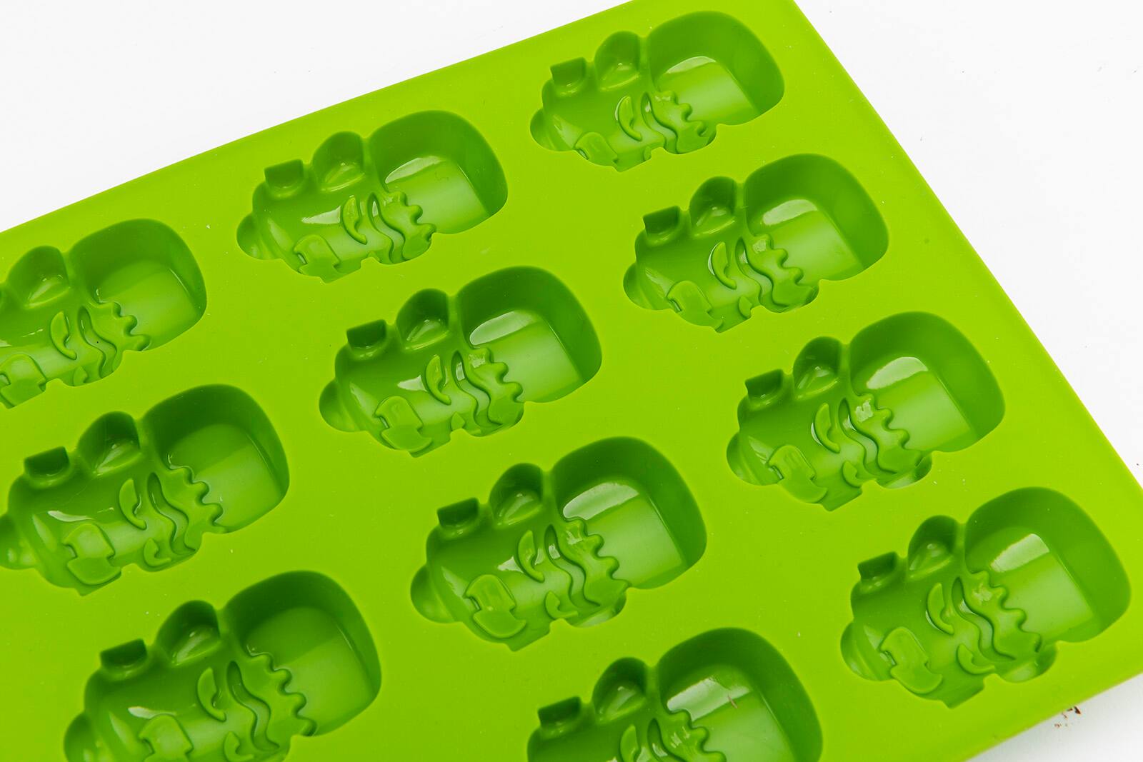 Alt View 1. MOBI - 12 Pigs in a Blanket Silicone Snack Mold, Franken-wennies - Green.