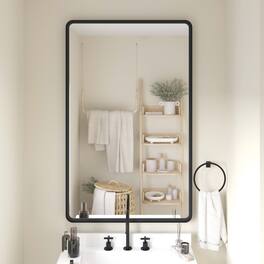 Emma + Oliver - Afsin Wall Mirror with Silver Backed Glass for Clarity for Entryways, Bathrooms & More - Black