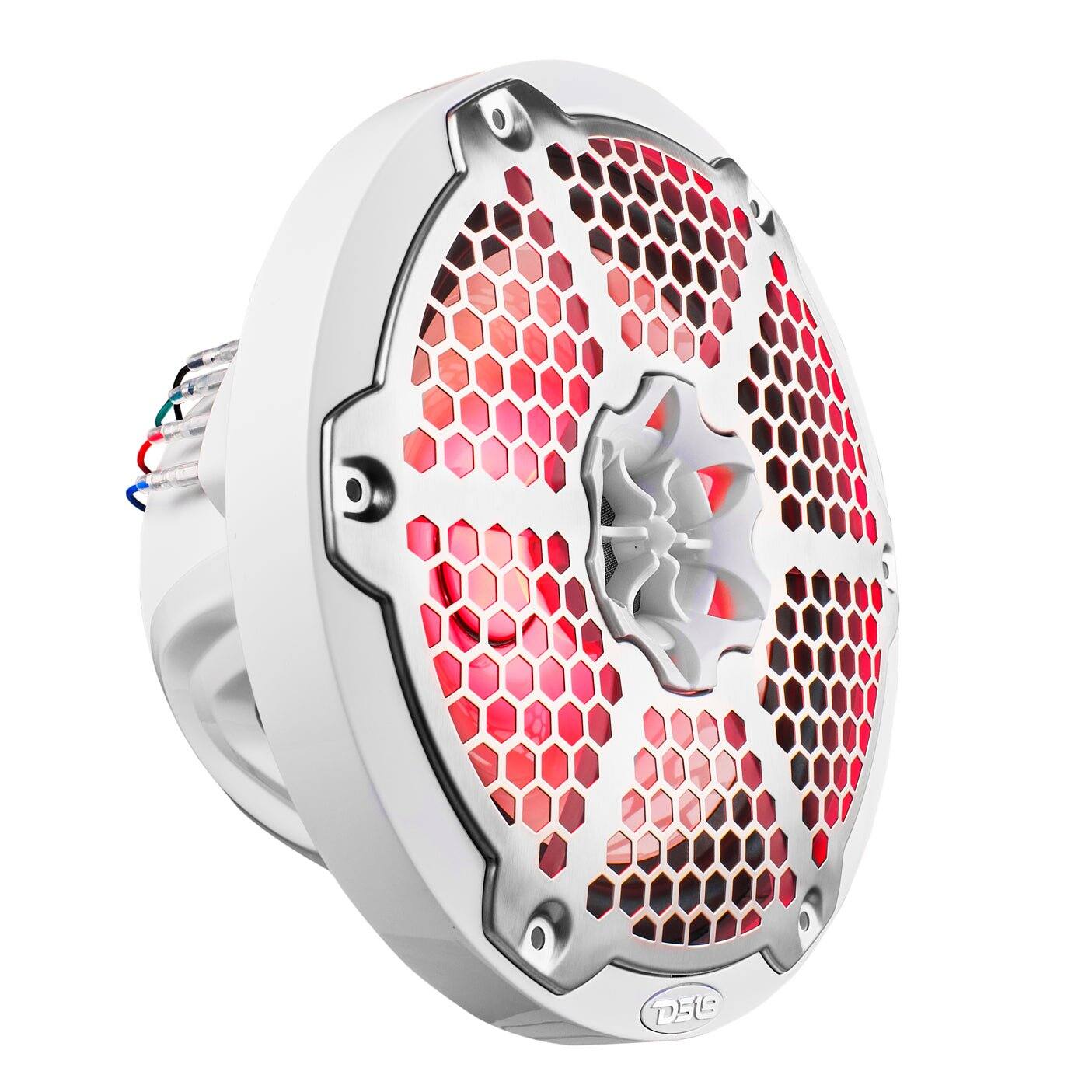 Alt View 1. DS18 Audio - NXL 8" 2-way Coaxial Speaker with RGB LED Lights, Built-in Driver and Grille (Pair), 125W RMS 4-Ohm - White.