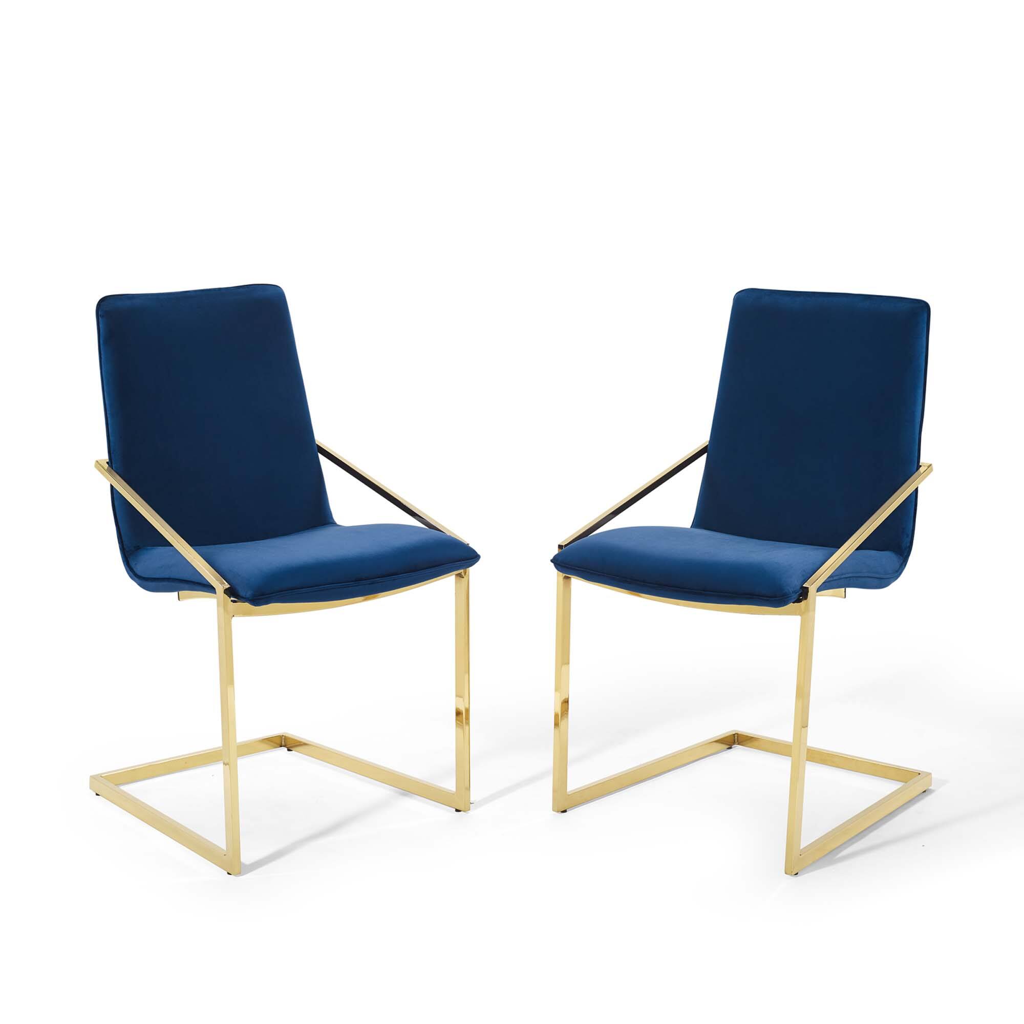 Angle. Modway - Pitch Performance Velvet Dining Armchair Set of 2 by Modway - Gold Navy.