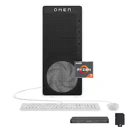 HP OMEN - Upgraded - 16L Gaming Desktop,AMD Ryzen 7 8700G,64GB DDR5,2TB SSD+1TB Dock Set,NVIDIA GeForce RTX 5060 Ti,Win 11 - White