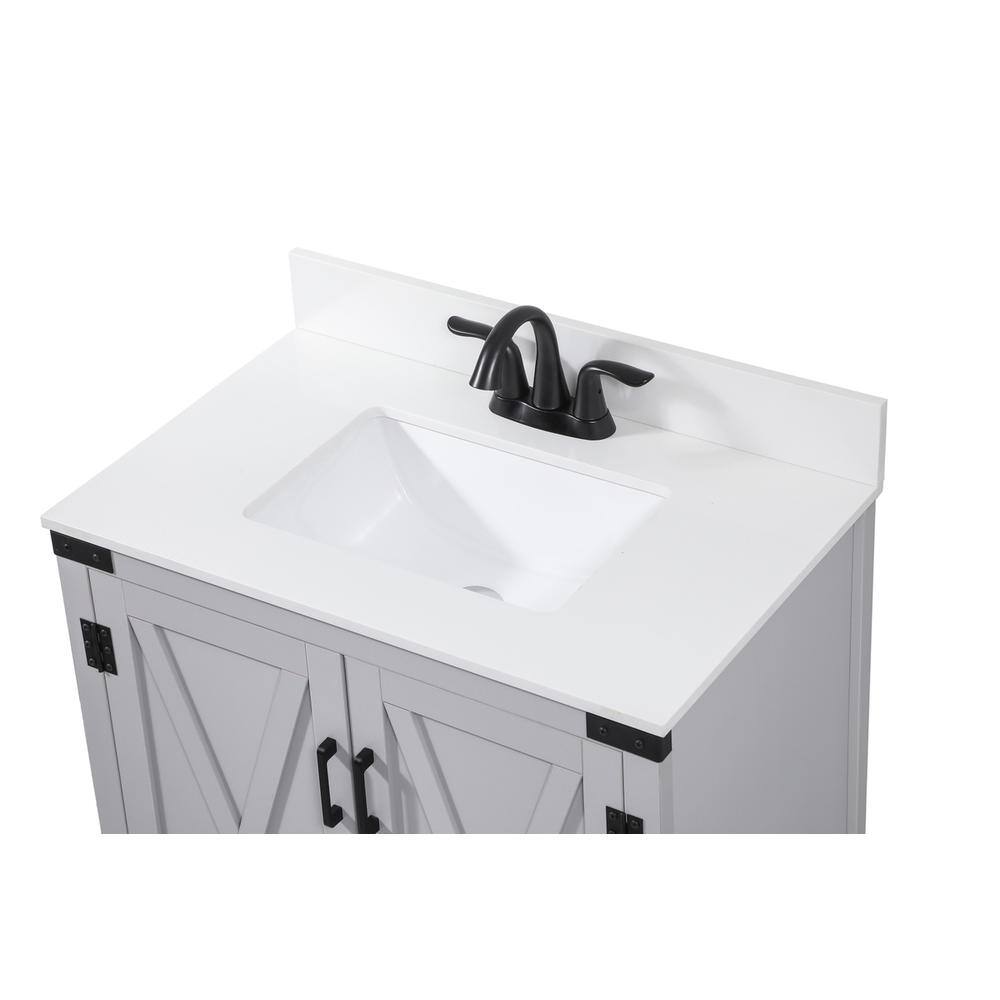 Front. Elegant Kitchen and Bath - 30 inch Single bathroom vanity in grey with backsplash - Grey.