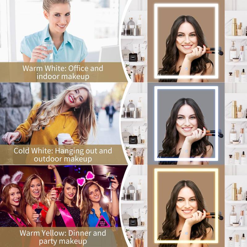 Warm White: Office and indoor makeup

Cold White: Hanging out and outdoor makeup

Warm Yellow: Dinner and party makeup