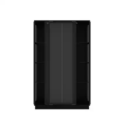 Front. Famapy - Famapy Large - Scale Tempered Glass Display Cabinet: Industrial - Chic Storage + LED - Lit Showcase - Black.