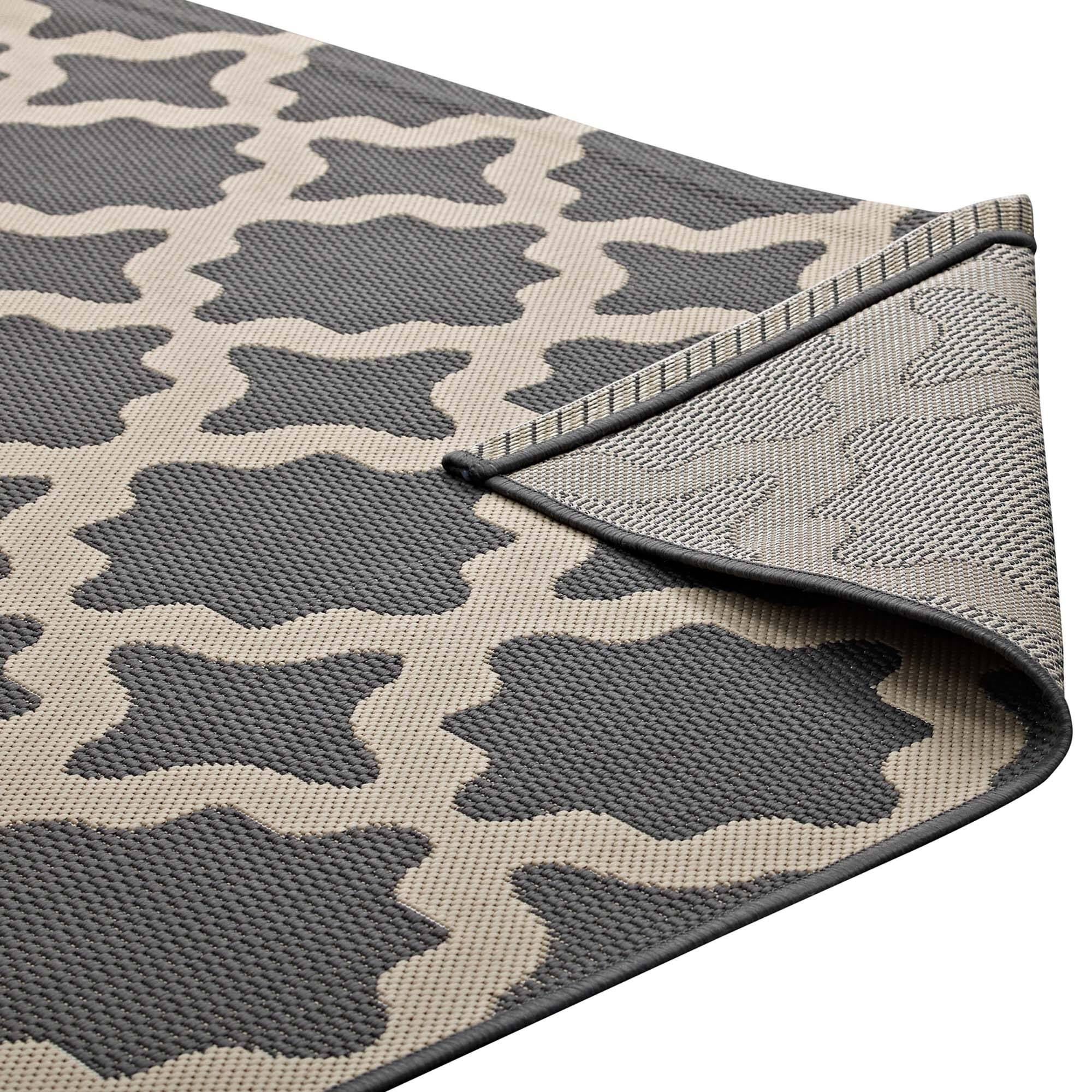 Alt View 5. Modway - Cerelia Moroccan Trellis Indoor and Outdoor Area Rug - Gray and Beige.