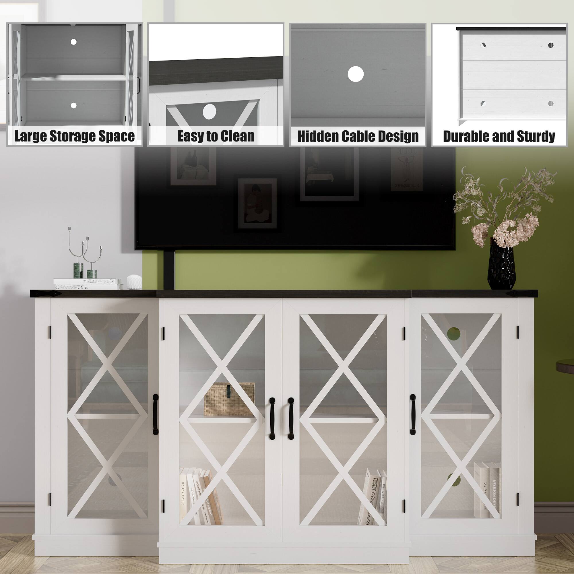 Large Storage Space  
Easy to Clean  
Hidden Cable Design  
Durable and Sturdy