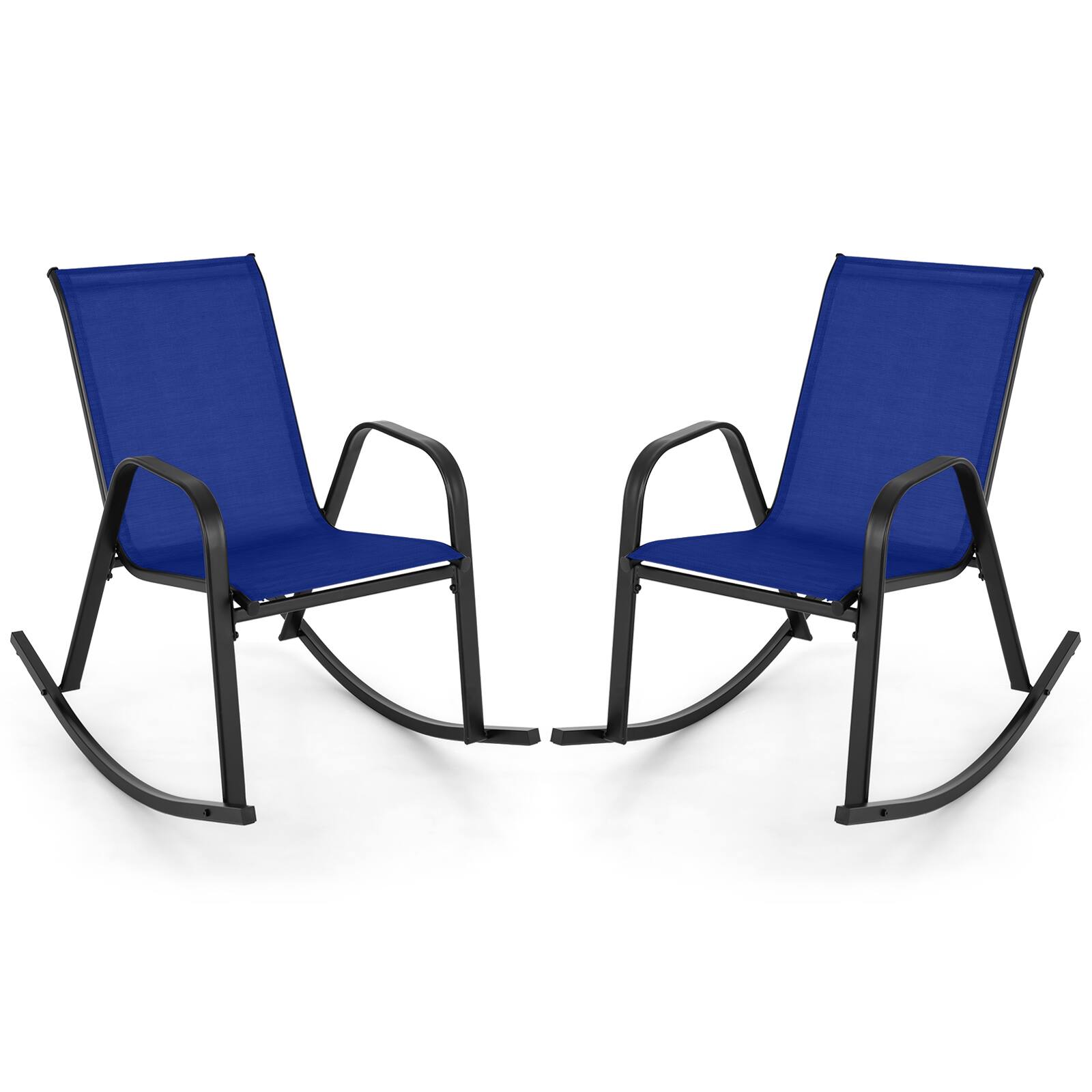 Alt View 5. Gymax - Gymax 4 PCS Patio Rocking Chair Outdoor Ergonomic Rockers w/ Breathable Fabric Seat Navy - Navy.