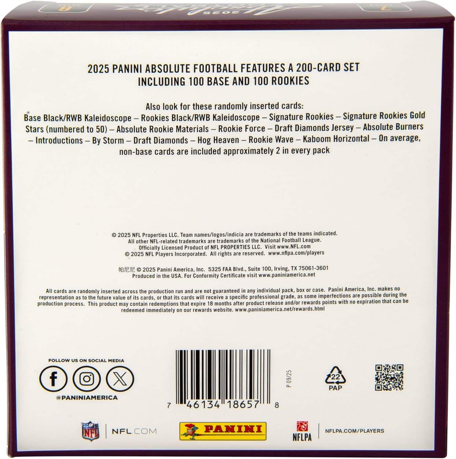 Panini 2025 Absolute Football Mega Box - Best Buy