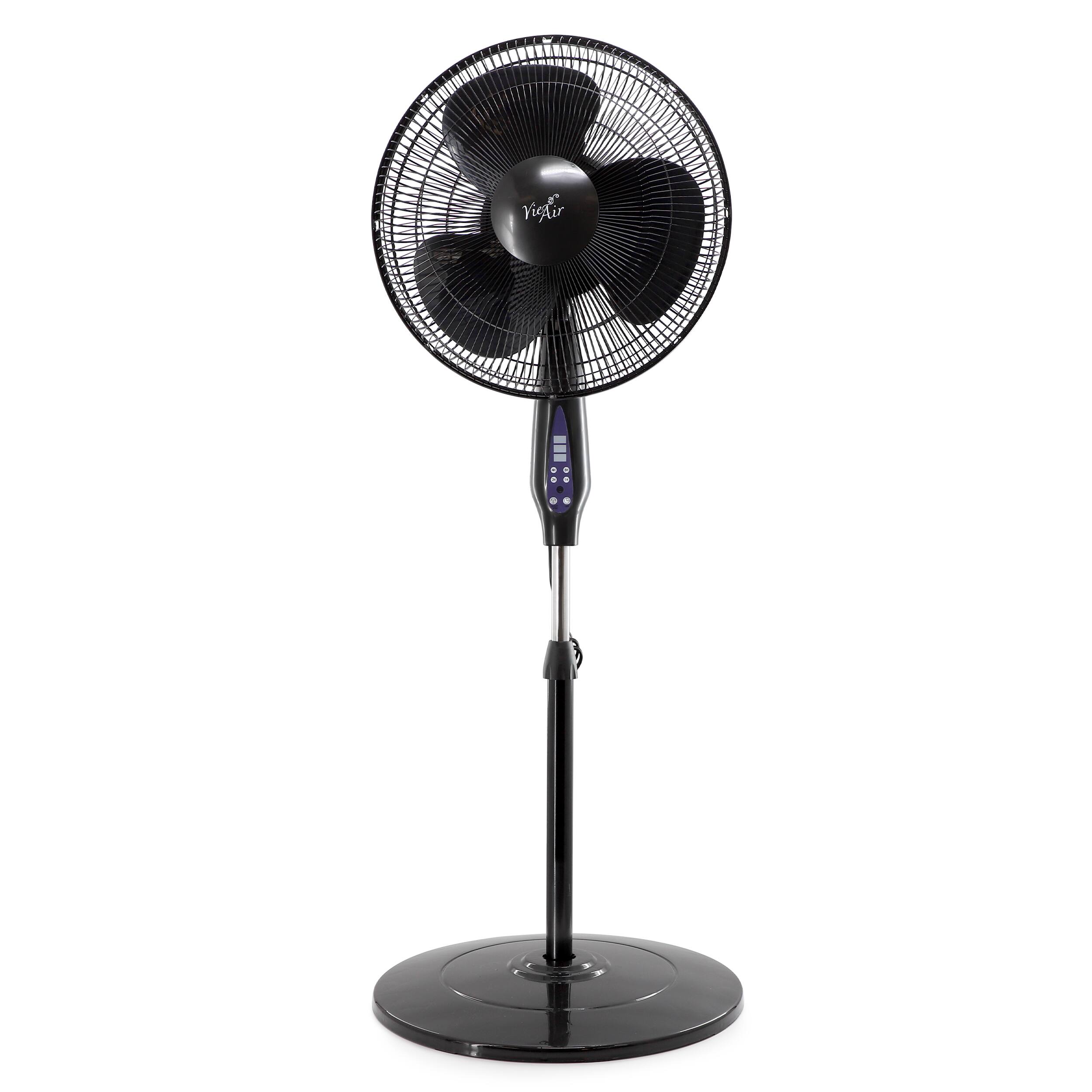 Alt View 2. VieAir - Vie Air 16 Inch 3 Speed Oscillating Stand Fan with Remote Control in Black - Black.