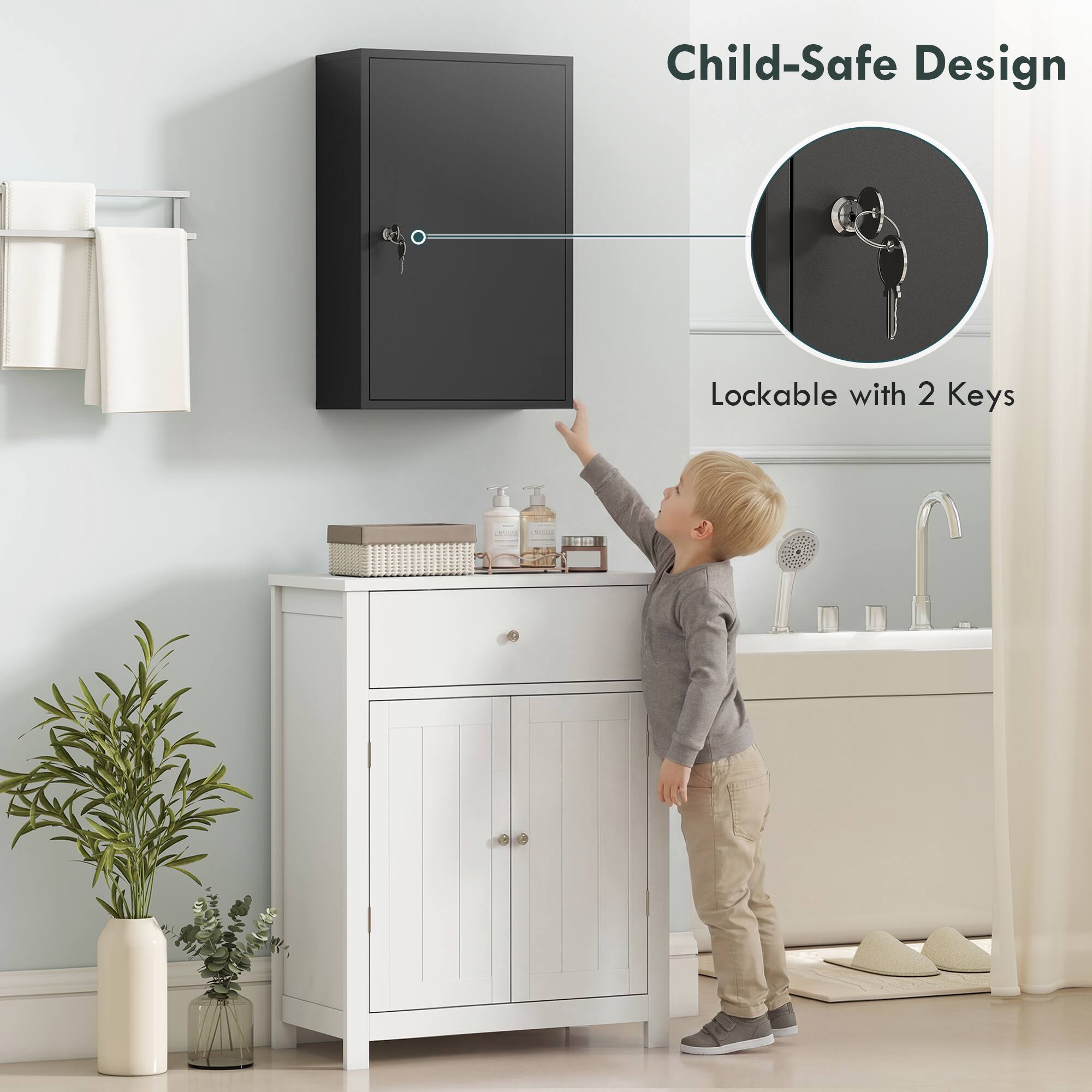 Child-Safe Design  
Lockable with 2 Keys
